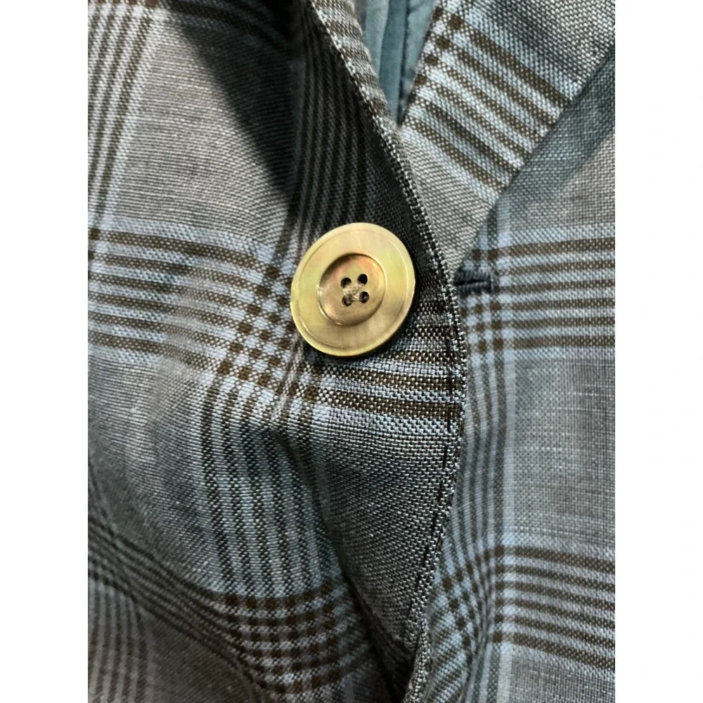 RARE Nikky Verbier Capri Blue Glen Plaid Sport Coat Blazer‎ Mens 44R Tailored